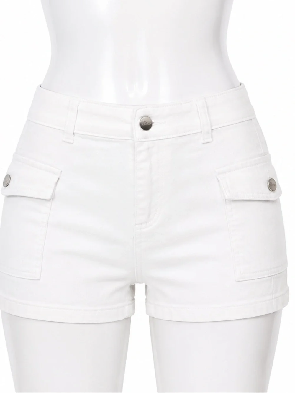 Women's White Cargo Pocket Shorts